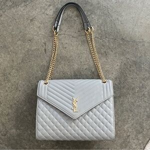 Fake Yves Saint Laurent Gray Quilted Leather Bag high quality beautiful new